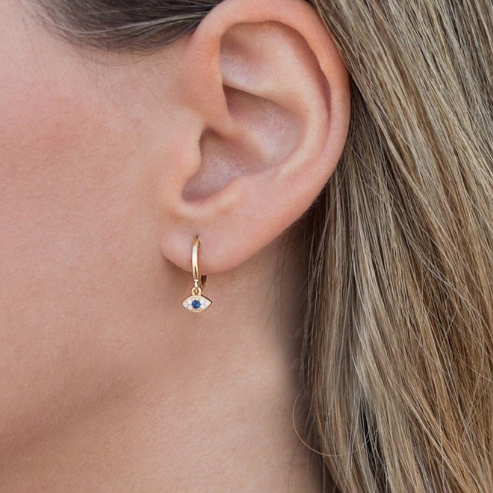 Brand New Trendy Evil Eye Earrings Gold
